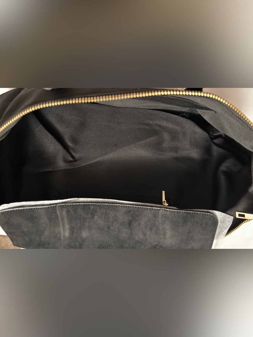 NWT - Anthropologie Suede Foldover Satchel in Classic Black - Picture 7 of 8